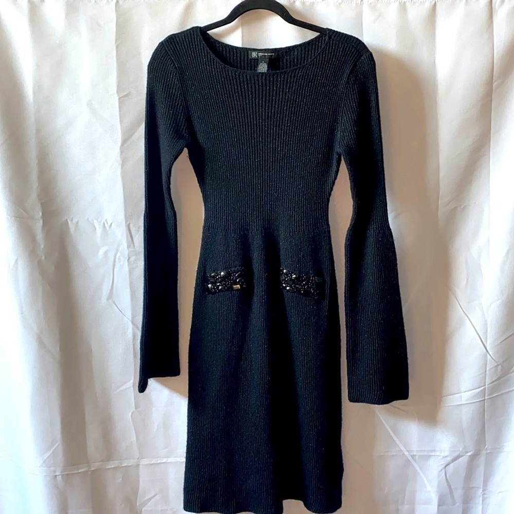 INC Long Bell Sleeve Silk Sweater Dress NWOT
